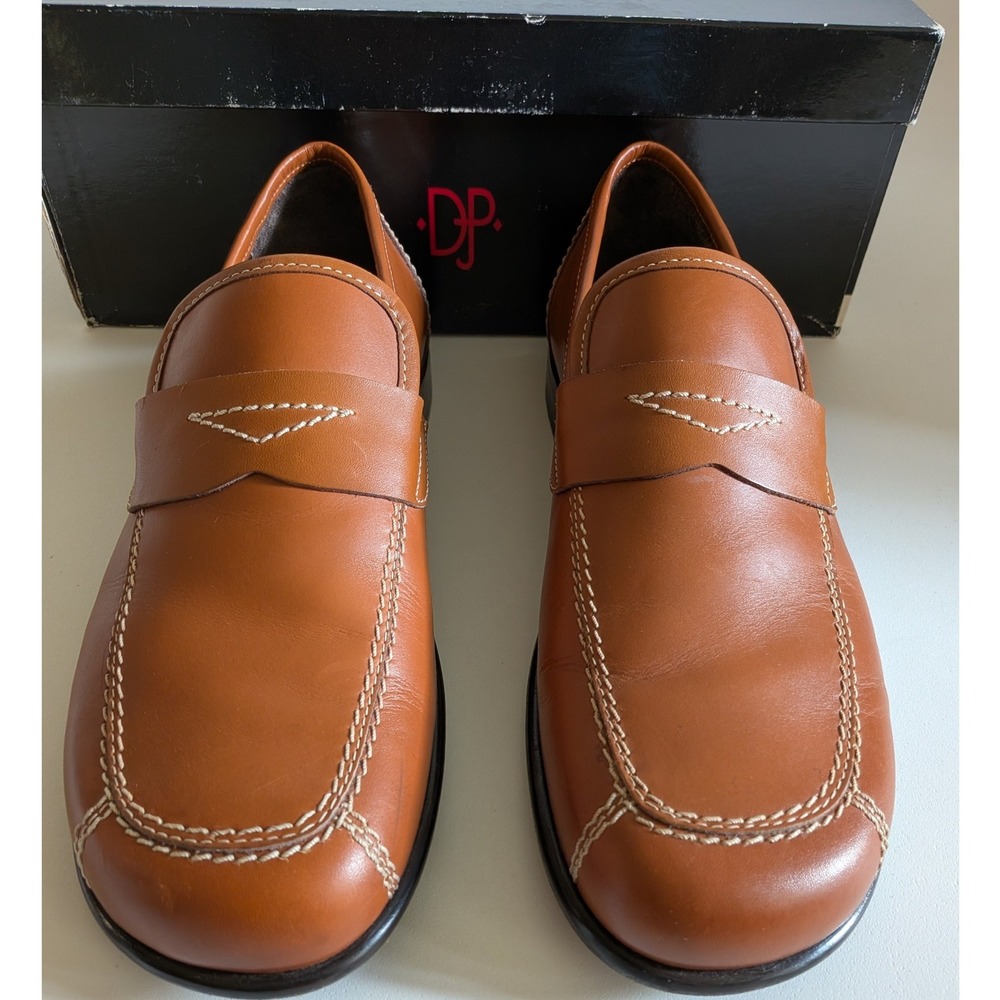 Donald J Pliner Men's Urbino-01 Tan Calf Leather Penny Loafers Made in Italy 8 M